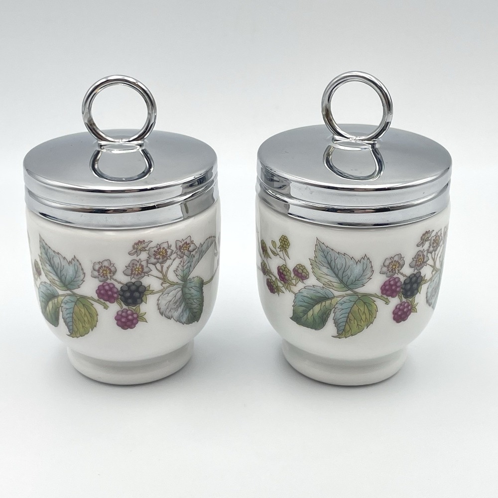 Vintage Royal Worcester Lavinia Blackberry Egg Coddlers Pair Set Of 2 England